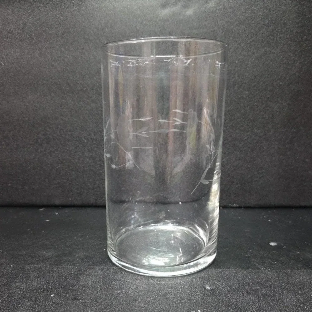 Princess House Heritage Vase, Etched‎ Floral Clear Glass, Vintage Flower Vessel